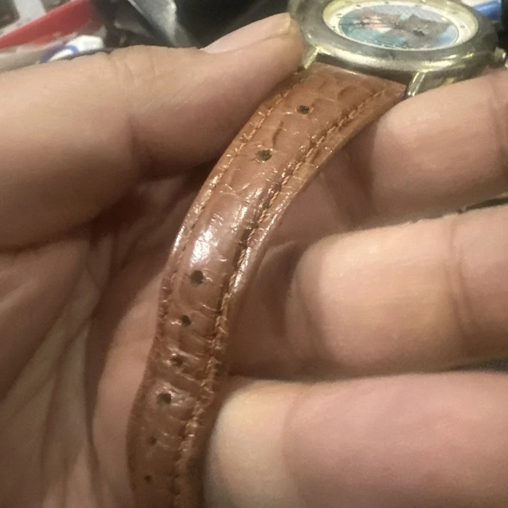 Working Vintage Brittania Cat Wristwatch 38.5mm Brown Leather Unisex Quartz Rare